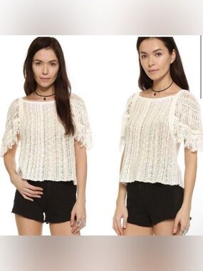 Free People Blackbird Macrame Blouse